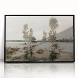 Vintage Landscape Art: Winter Trees and Frozen Stream Print