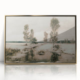 Vintage Landscape Art: Winter Trees and Frozen Stream Print