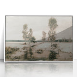 Vintage Landscape Art: Winter Trees and Frozen Stream Print