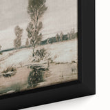 Vintage Landscape Art: Winter Trees and Frozen Stream Print