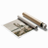 Vintage Landscape Art: Winter Trees and Frozen Stream Print