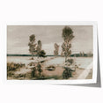 Vintage Landscape Art: Winter Trees and Frozen Stream Print