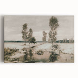 Vintage Landscape Art: Winter Trees and Frozen Stream Print
