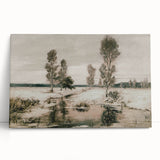Vintage Landscape Art: Winter Trees and Frozen Stream Print