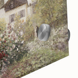 Vintage Landscape Art: Garden and House Print with Flowers