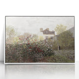 Vintage Landscape Art: Garden and House Print with Flowers