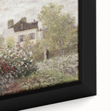 Vintage Landscape Art: Garden and House Print with Flowers