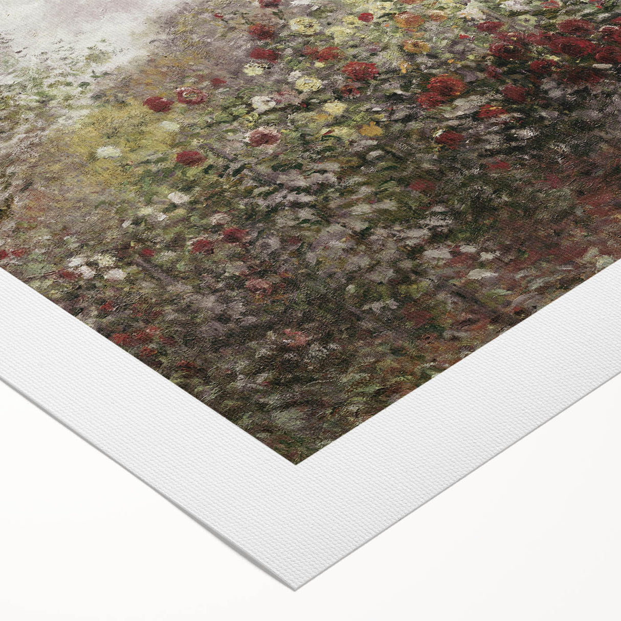 Vintage Landscape Art: Garden and House Print with Flowers