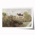 Vintage Landscape Art: Garden and House Print with Flowers