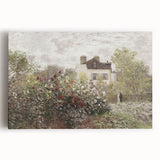 Vintage Landscape Art: Garden and House Print with Flowers