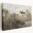 Vintage Landscape Art: Garden and House Print with Flowers
