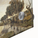 Vintage Landscape Art - Tranquil Countryside Windmill Canvas Print