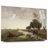 Vintage Landscape Art - Tranquil Countryside Windmill Canvas Print