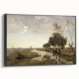 Vintage Landscape Art - Tranquil Countryside Windmill Canvas Print