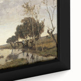 Vintage Landscape Art - Tranquil Countryside Windmill Canvas Print