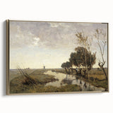 Vintage Landscape Art - Tranquil Countryside Windmill Canvas Print
