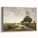 Vintage Landscape Art - Tranquil Countryside Windmill Canvas Print