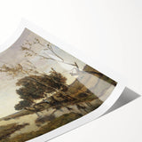 Vintage Landscape Art - Tranquil Countryside Windmill Canvas Print