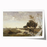Vintage Landscape Art - Tranquil Countryside Windmill Canvas Print