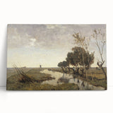 Vintage Landscape Art - Tranquil Countryside Windmill Canvas Print