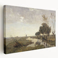 Vintage Landscape Art - Tranquil Countryside Windmill Canvas Print