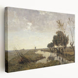 Vintage Landscape Art - Tranquil Countryside Windmill Canvas Print