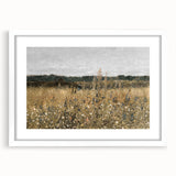 Vintage Landscape Art - Wildflower Meadow with Country House Print