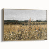 Vintage Landscape Art - Wildflower Meadow with Country House Print