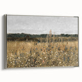 Vintage Landscape Art - Wildflower Meadow with Country House Print