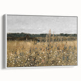 Vintage Landscape Art - Wildflower Meadow with Country House Print