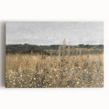 Vintage Landscape Art - Wildflower Meadow with Country House Print