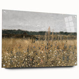 Vintage Landscape Art - Wildflower Meadow with Country House Print