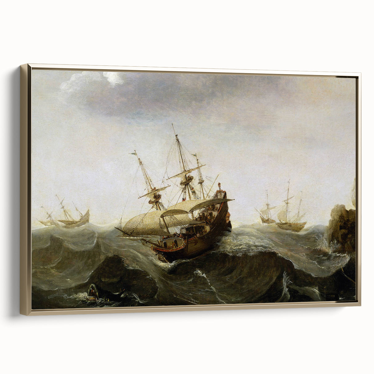 Vintage Seascape Art - Historic Ocean Waves Canvas