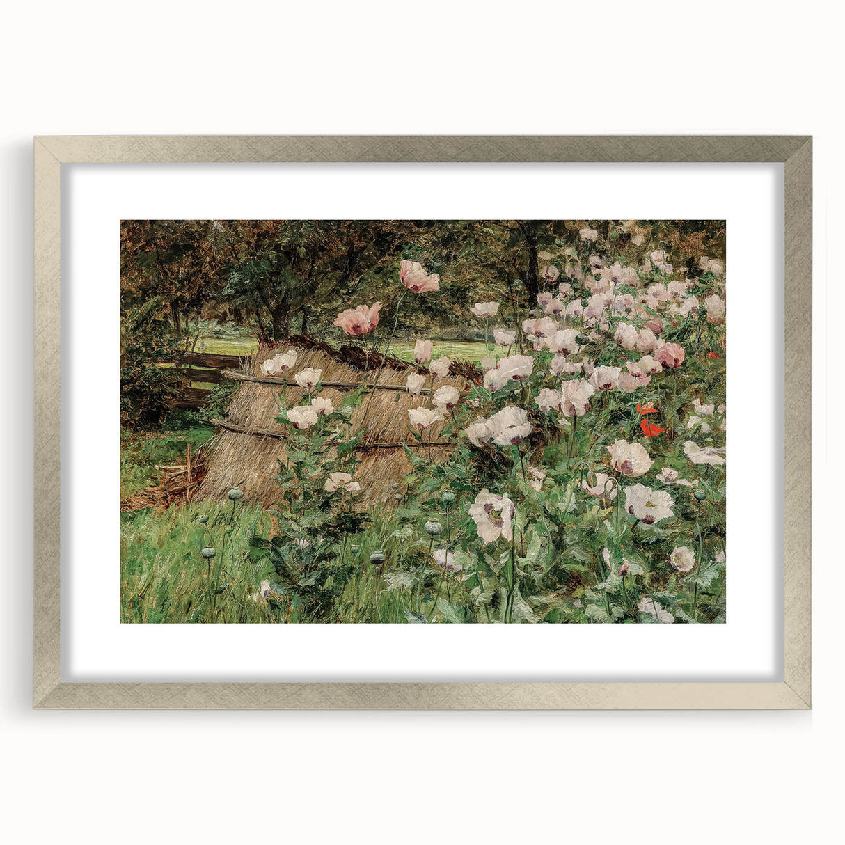 Vintage Poppy Field Art - Antique Floral Landscape Canvas