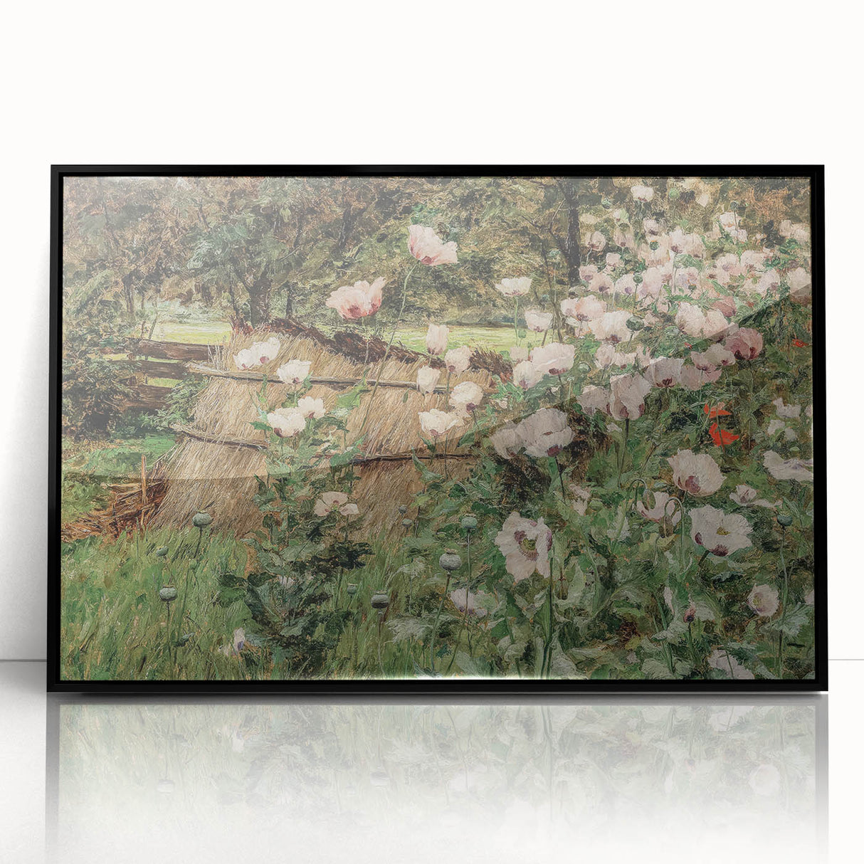 Vintage Poppy Field Art - Antique Floral Landscape Canvas
