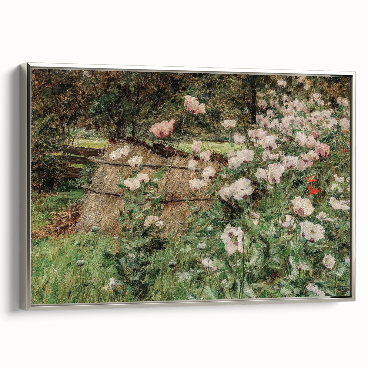 Vintage Poppy Field Art - Antique Floral Landscape Canvas