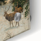 Vintage Winter Wildlife Art – Classic Stag & Mountain Scene Print
