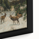 Vintage Winter Wildlife Art – Classic Stag & Mountain Scene Print
