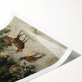 Vintage Winter Wildlife Art – Classic Stag & Mountain Scene Print