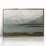 Vintage Mountain Landscape Art - Serene Lake Canvas