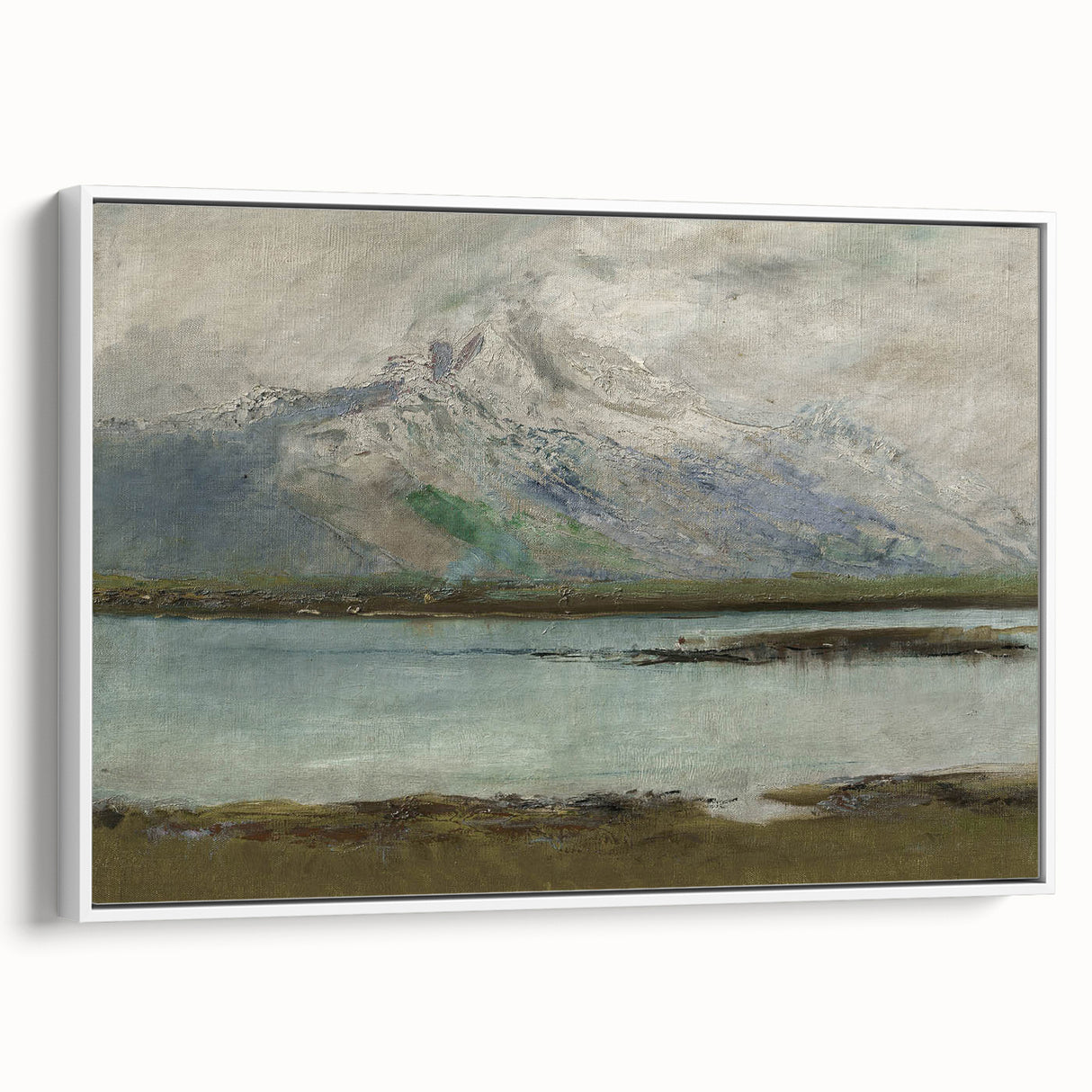 Vintage Mountain Landscape Art - Serene Lake Canvas