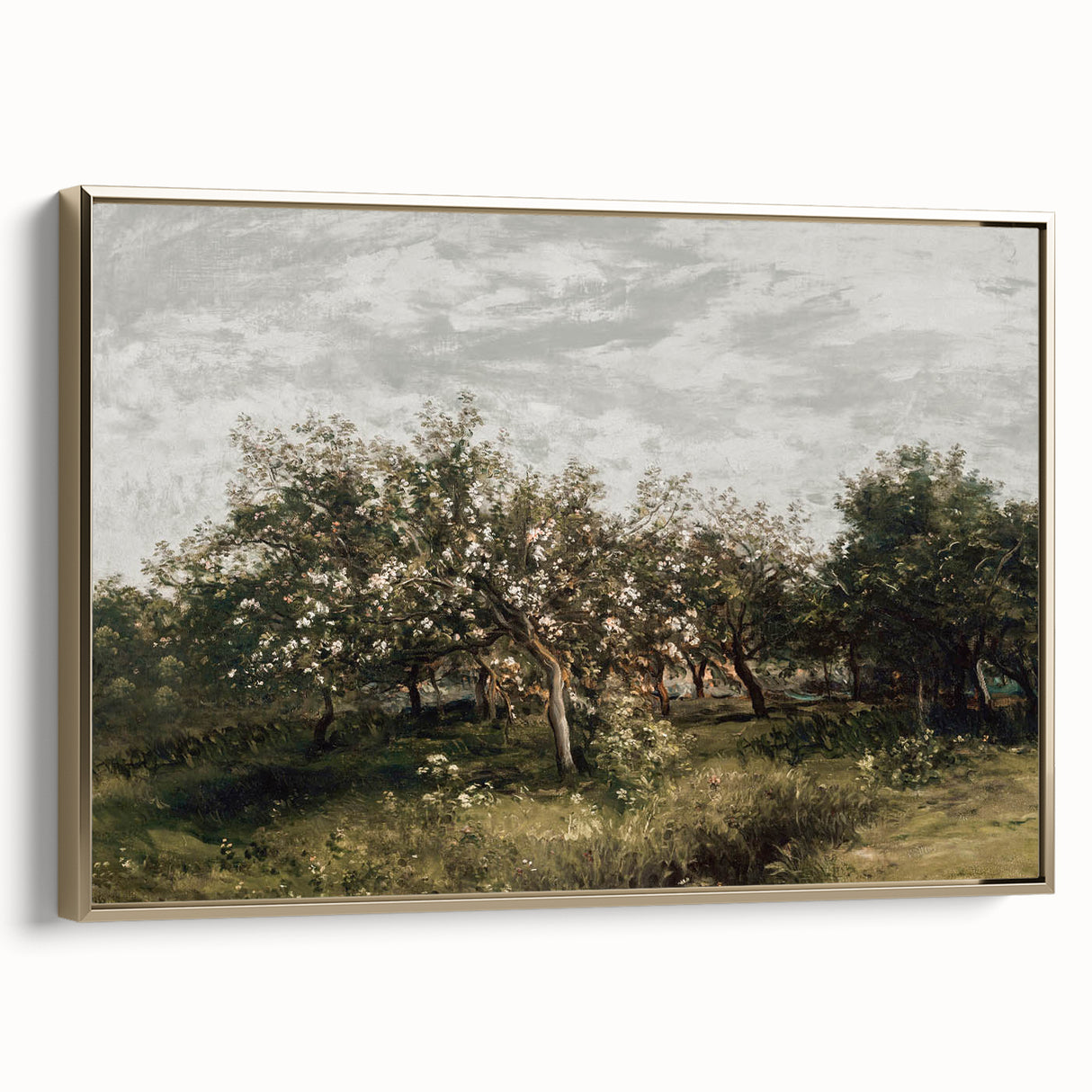Vintage Orchard Art - Blossom Trees Landscape Canvas
