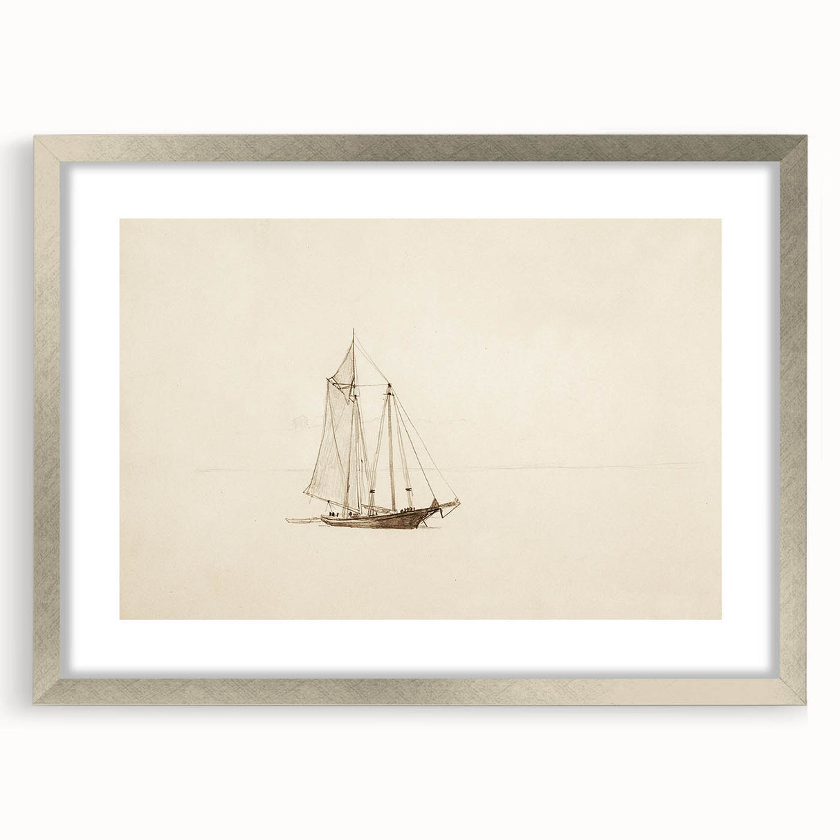 Vintage Sailboat Sketch Art - Nautical Drawing Canvas