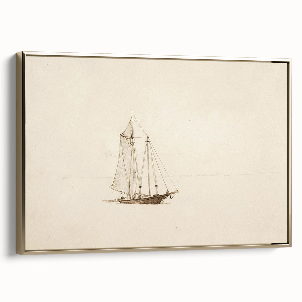 Vintage Sailboat Sketch Art - Nautical Drawing Canvas