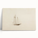 Vintage Sailboat Sketch Art - Nautical Drawing Canvas