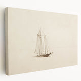 Vintage Sailboat Sketch Art - Nautical Drawing Canvas