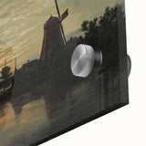 Vintage Sunset Harbor Art - Sailboats and Windmill Canvas