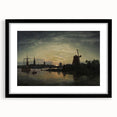 Vintage Sunset Harbor Art - Sailboats and Windmill Canvas