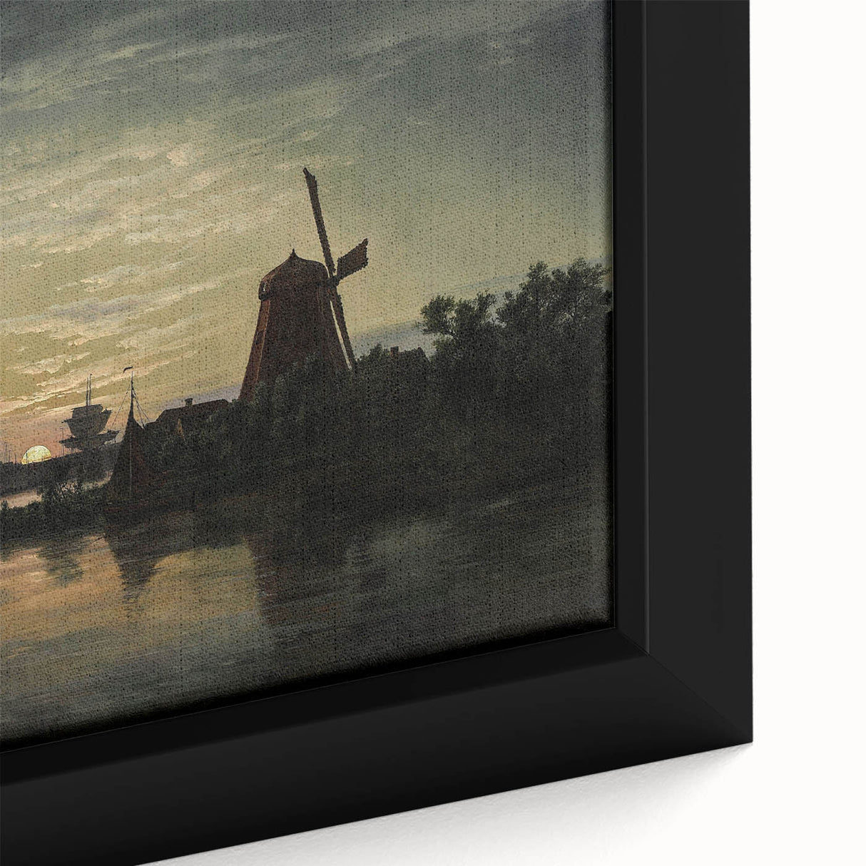 Vintage Sunset Harbor Art - Sailboats and Windmill Canvas