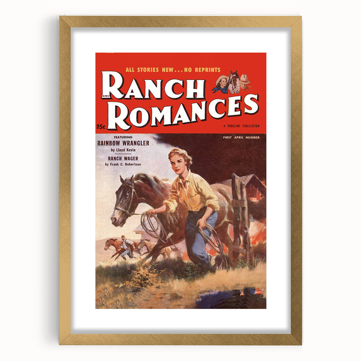 Vintage Magazine Cover Art - Retro Western Romance Magazine Print